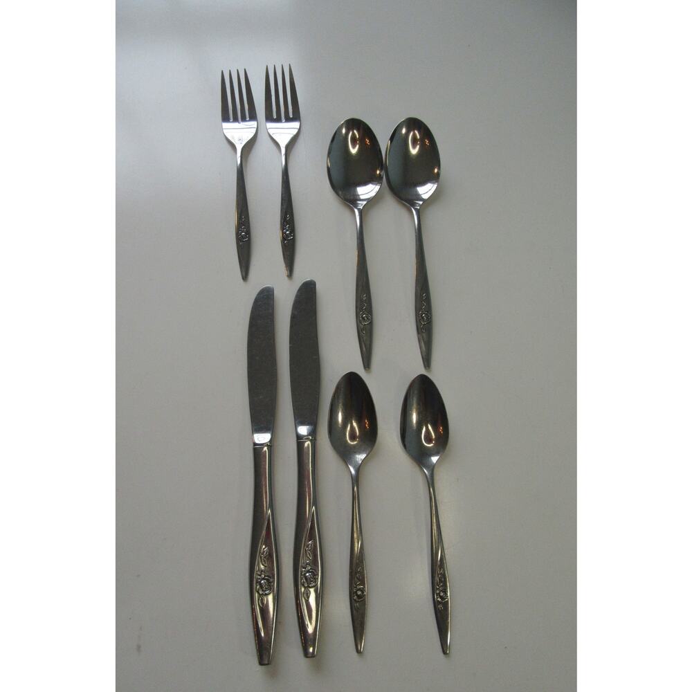 Oneidacraft Deluxe Lasting Rose Stainless Steel 4 Piece Serving Set For Two